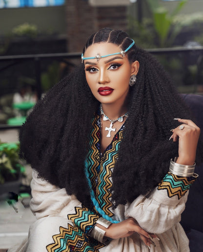 Long Sleeve Habesha Kemis  Multicolor Habesha Dress Timeless Ethiopian Dress For Celebrations 829