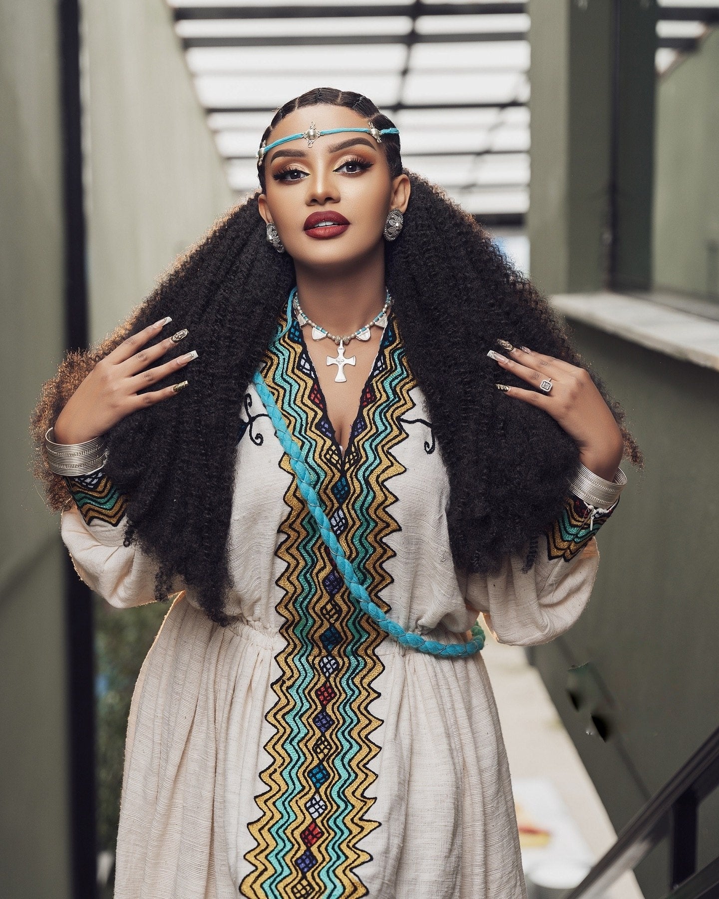 Long Sleeve Habesha Kemis  Multicolor Habesha Dress Timeless Ethiopian Dress For Celebrations 829
