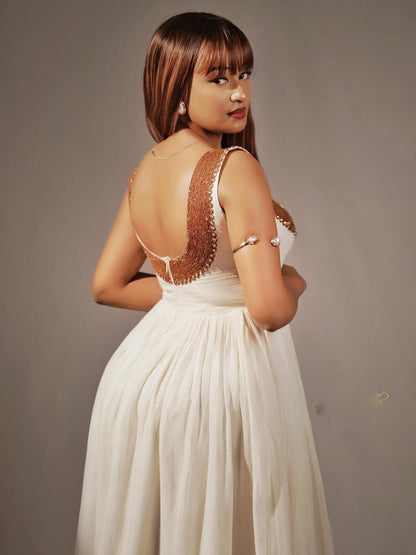 Elegant V-Neckline Habesha Dress Sleeveless Habesha Kemis Timeless Ethiopian Cultural Clothing 864