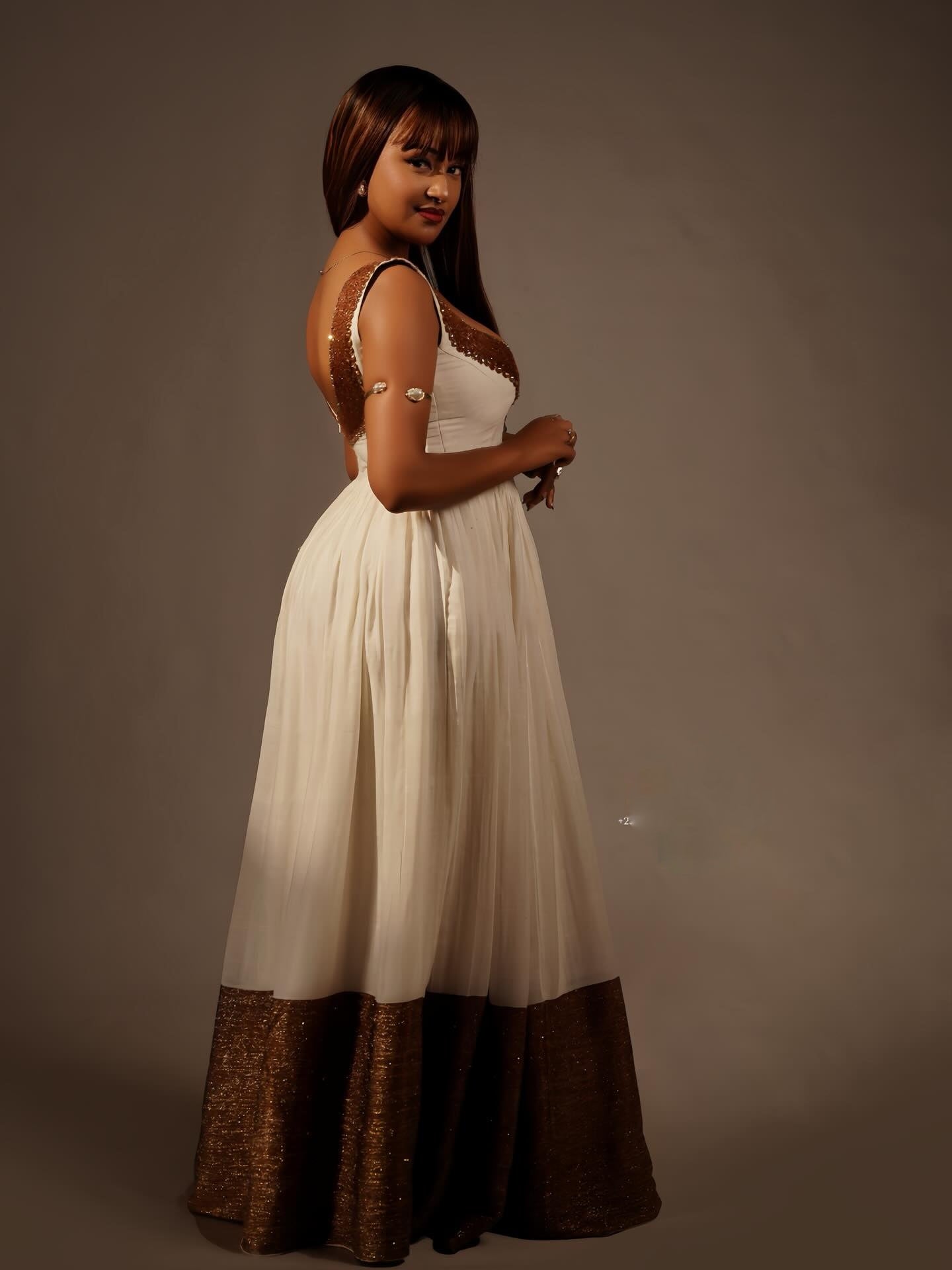 Elegant V-Neckline Habesha Dress Sleeveless Habesha Kemis Timeless Ethiopian Cultural Clothing 864