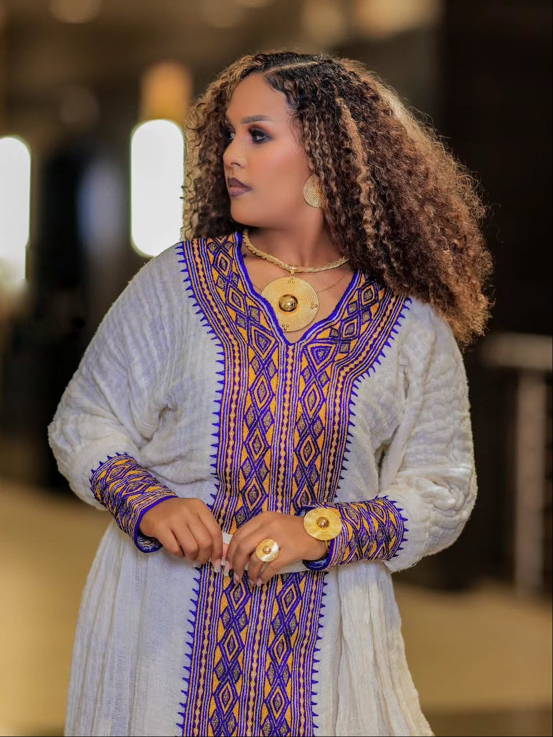 Majestic Textured Habesha Dress Radiant Purple and Gold Tilf Ethiopian Dress For Event 963