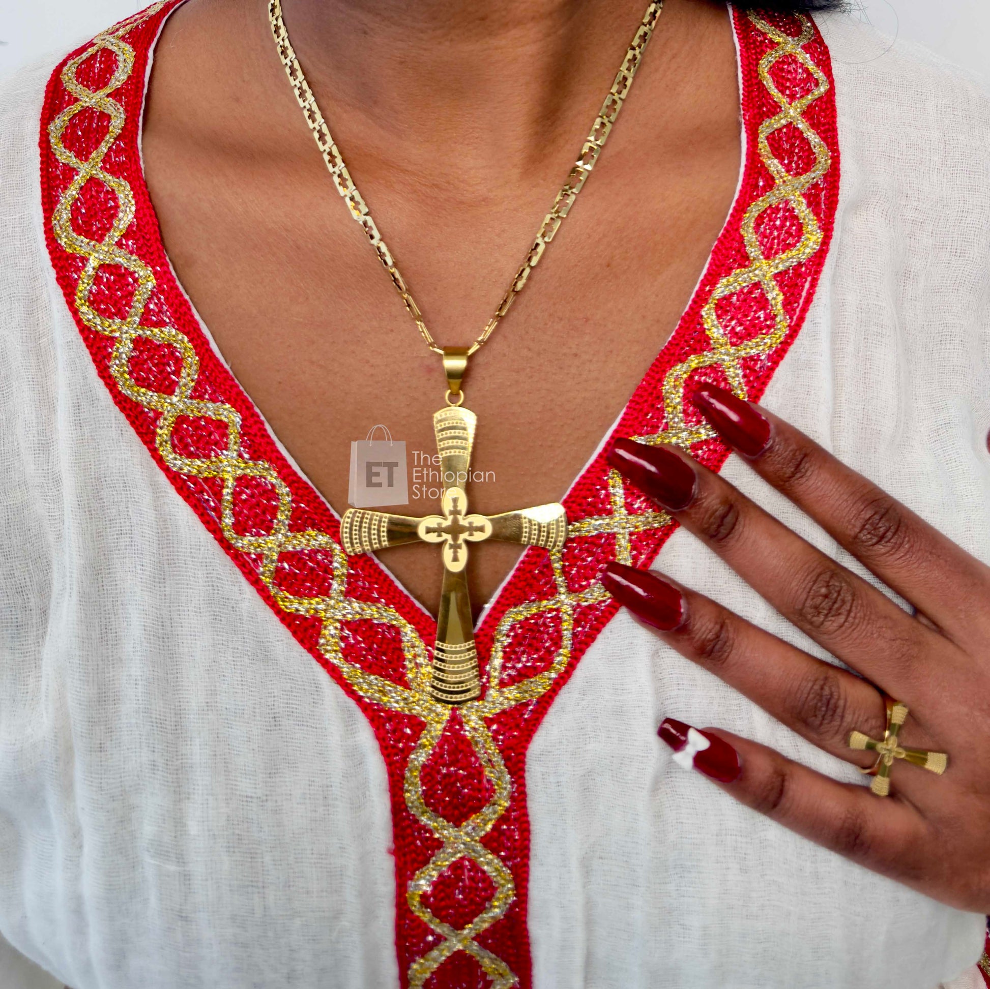 3-Piece Golden Toned Habesha Jewelry Set