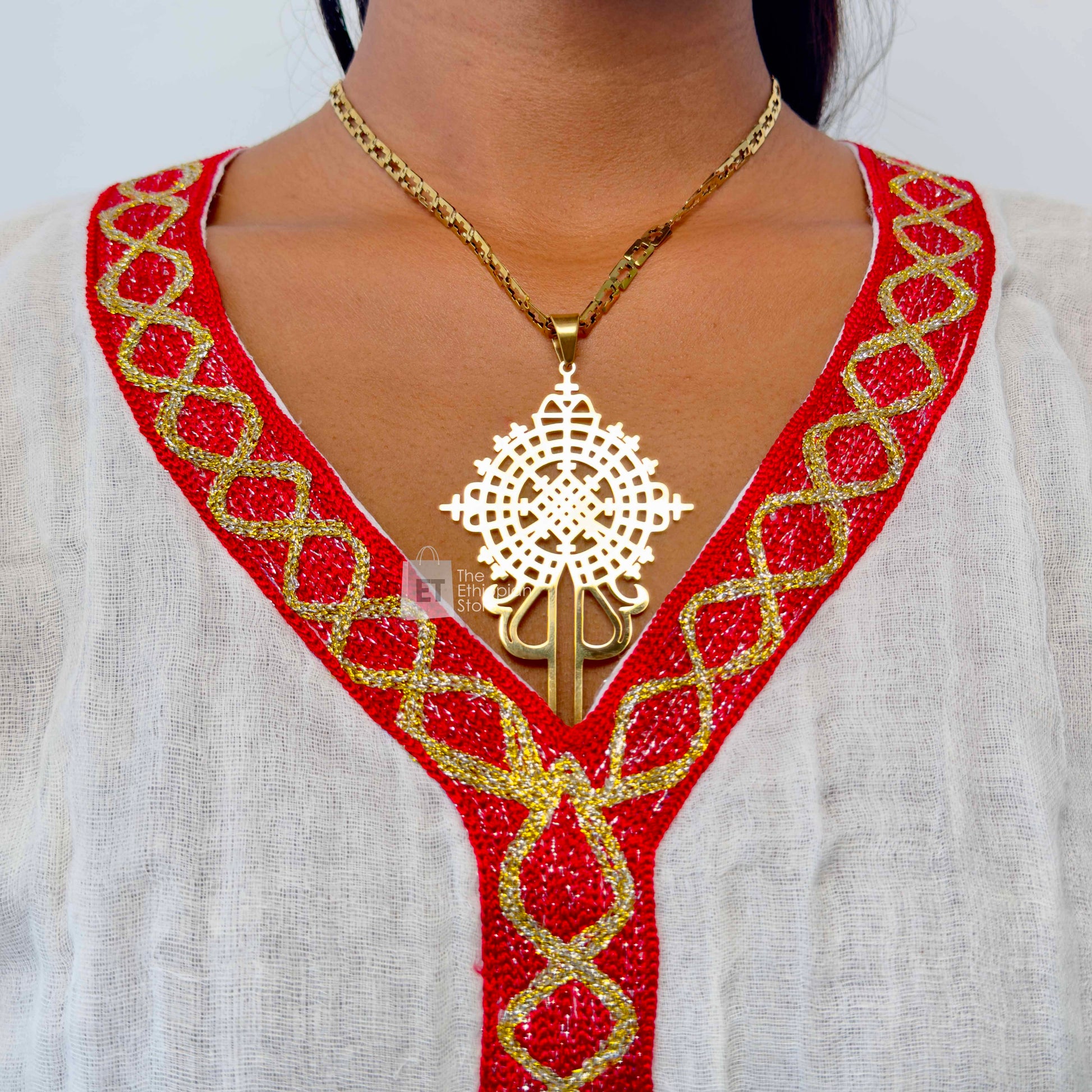 3-Piece Golden Color Traditional Ethiopian Jewelry