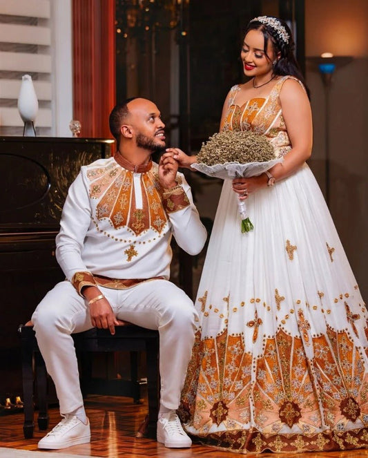 Matching Habesha Wedding Dress and Traditional Ethiopian Dress - Ethiopian Traditional Clothing
