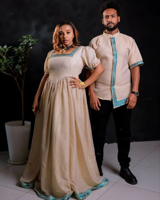 Modern Habesha Couples Attire – Habesha Clothing – Ethiopian Traditional Clothing – Habesha Kemis
