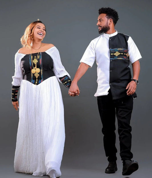 Modern Habesha Dress for Couples – Habesha Clothing, Cultural Dress, Ethiopian National Dress