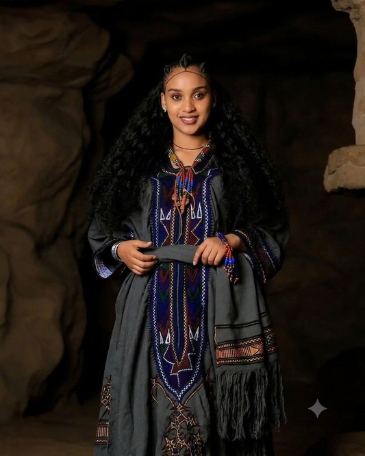 Darker Color Raya Habesha Dress Ethiopian Cultural Dress Raya Dress