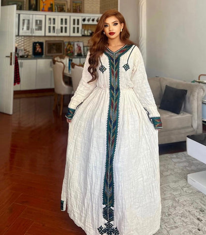 Majestic dark green fetil habesha dress beautiful design habesha kemis