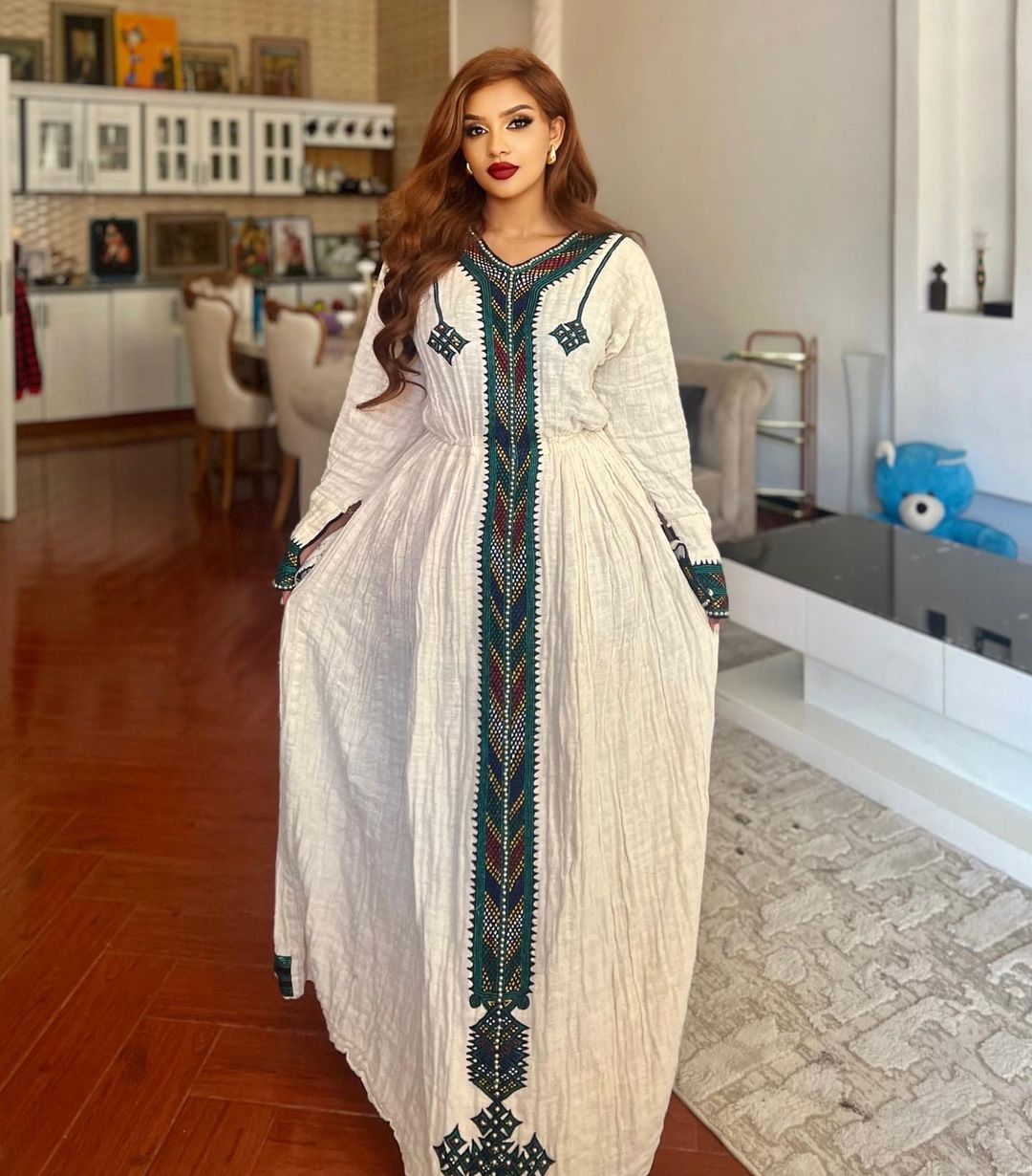 Majestic dark green fetil habesha dress beautiful design habesha kemis