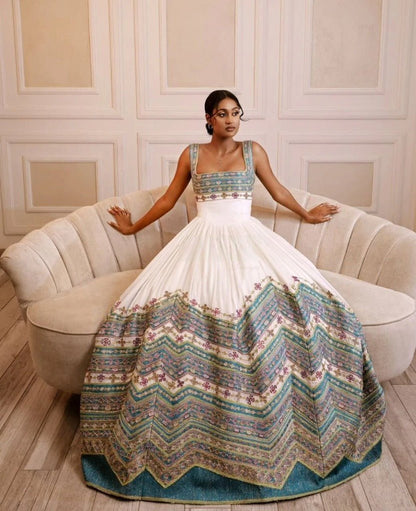 Exquisite Ethiopian Wedding Dress with Colorful Embroidery – Habesha Kemis – Cultural Dress – Eritrean Wedding Dress