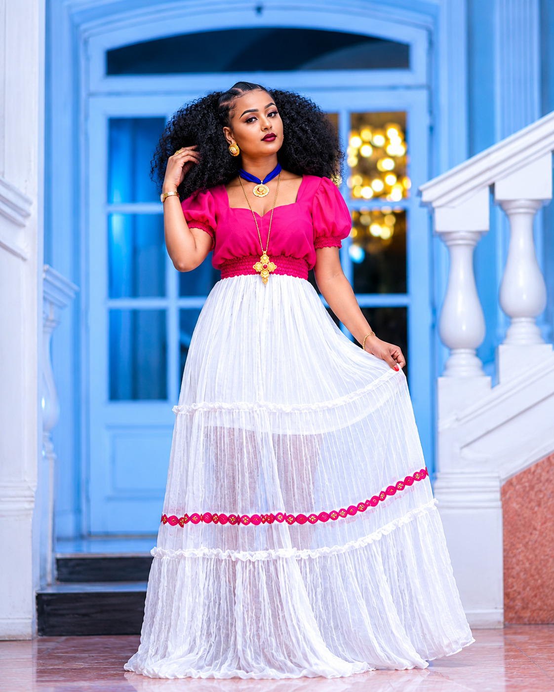 Radiant Fuchsia Habesha Dress | Ethiopian Traditional Clothing