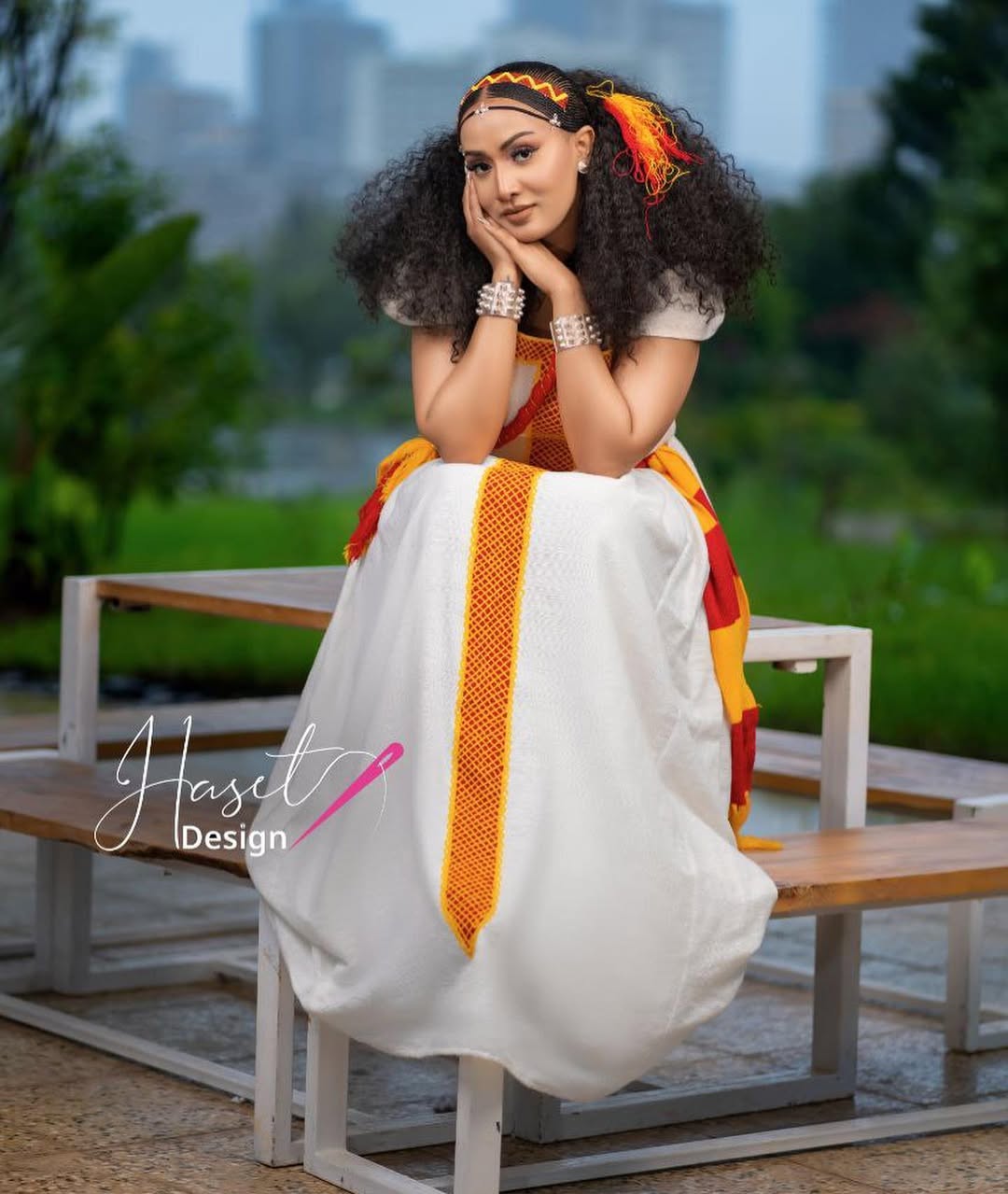 Simple Ashenda Kemis with Yellow and Red Accents for Celebration