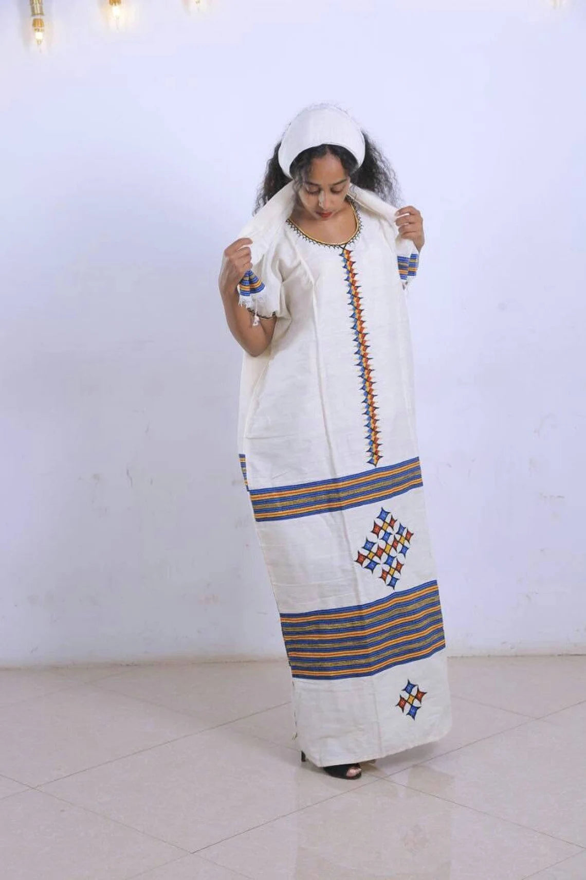 Long Beautiful Traditional Habesha Coffee Dress with Timeless Grace Ethiopian Coffee Dress