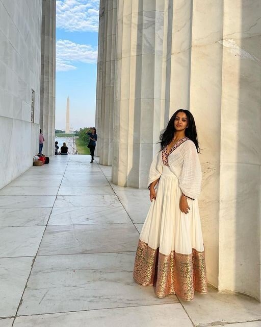 A Beautiful Habesha Dress Made in Ethiopia, Full Shimena