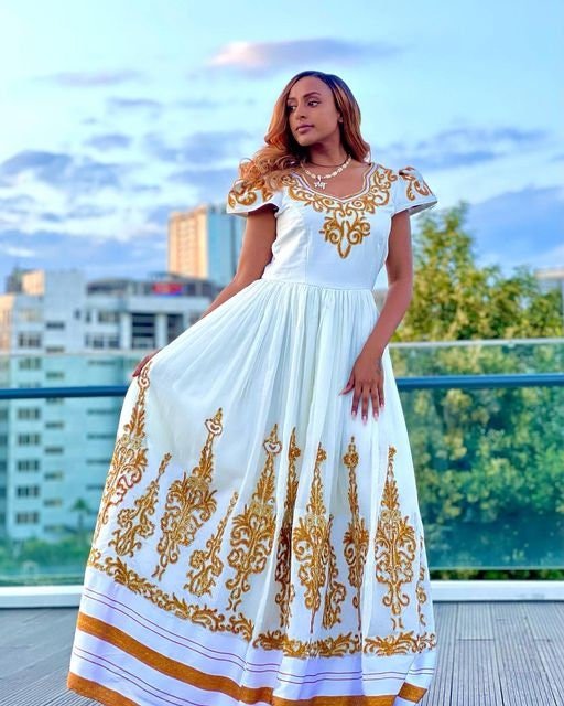A Luxurious Full Tilf Habesha Kemis in Thick Menen Fabric
