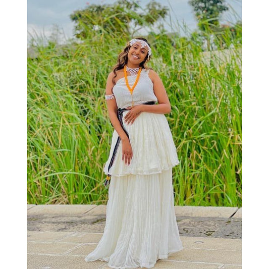 Stunning Harari 2-Piece Oromo Dress Traditional Ethiopian Clothing Full Accessories Oromo Clothing