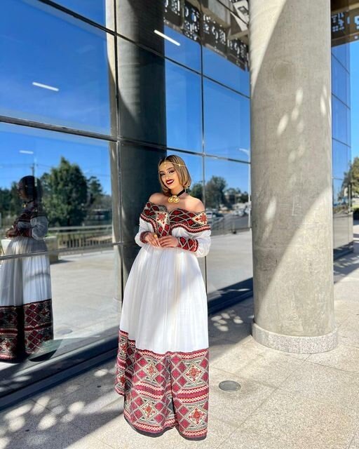 Dark Red Habesha Dress Modern Habesha Kemis For Any Occassion Habesha Libs ሀበሻ