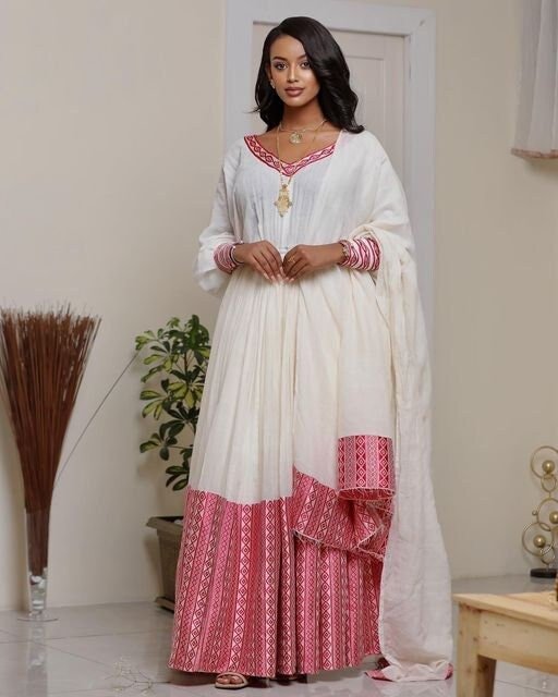 Simple Ethiopian Dress Modern Habesha Dress Women's Dress Habesha Kemis Eritrean Dress Women's Style ሀበሻ ቀሚስ ሀበሻ ልብስ