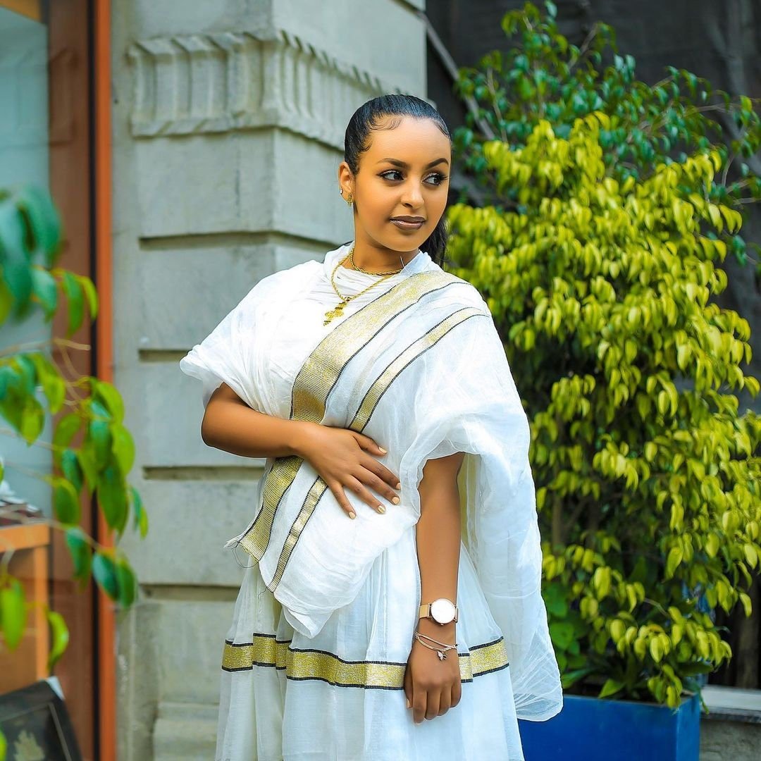 Classy Yellow Habesha Dress Short Habesha Kemis Summer Ethiopian Dress