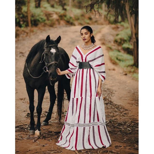 Vibrant Traditional Shimena Oromo Dress Suf Fabric Oromo Clothing Full Accessories Ethiopian Clothing
