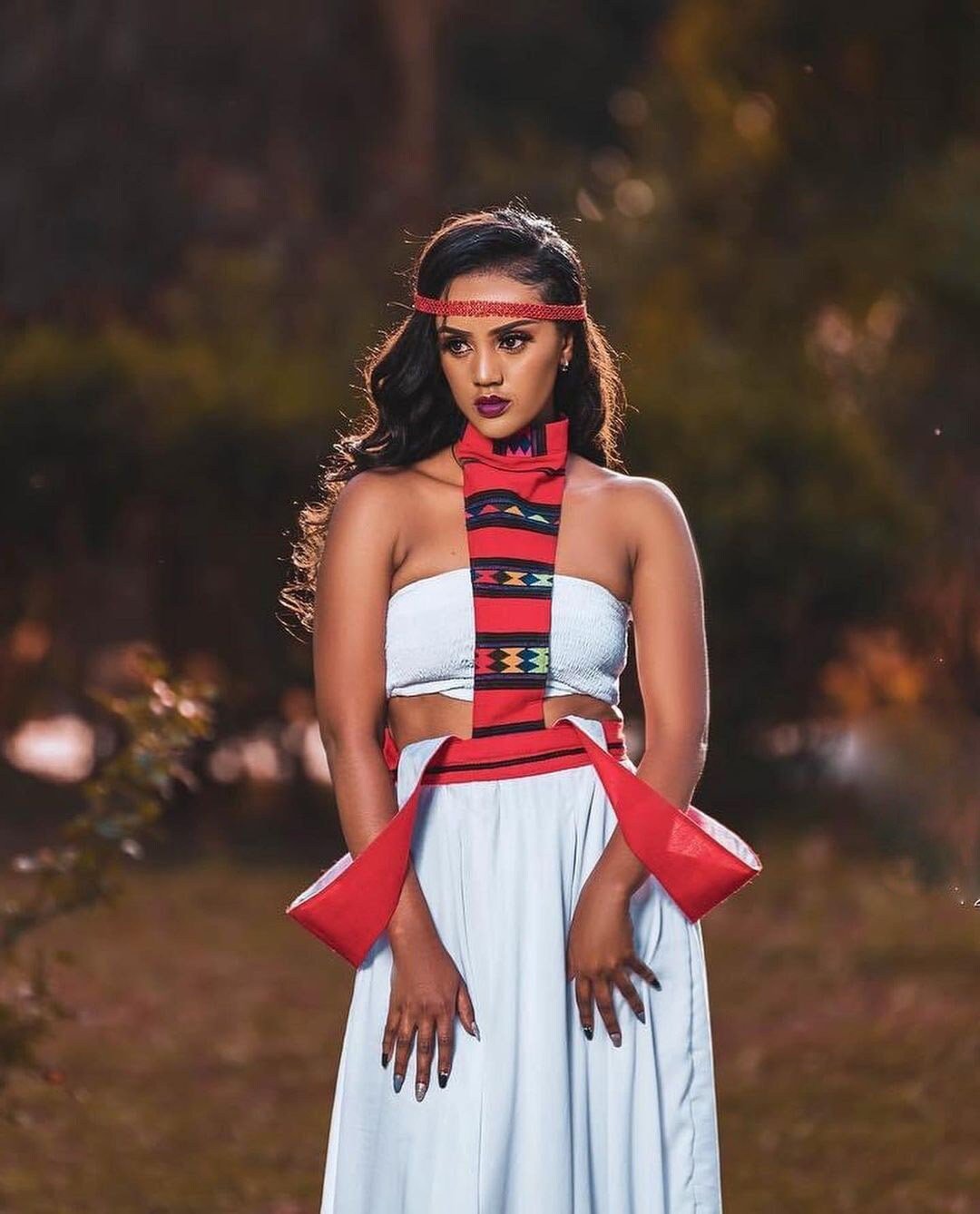 A Modern Kemise Oromo Traditional Dress made from handwoven and readymade fabrics