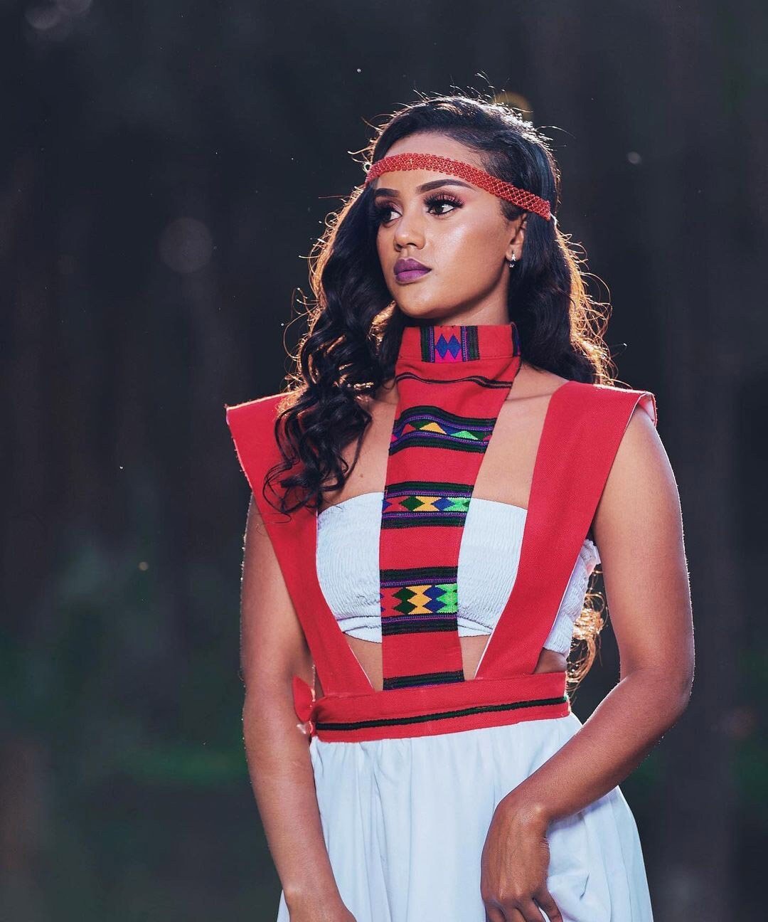 A Modern Kemise Oromo Traditional Dress made from handwoven and readymade fabrics