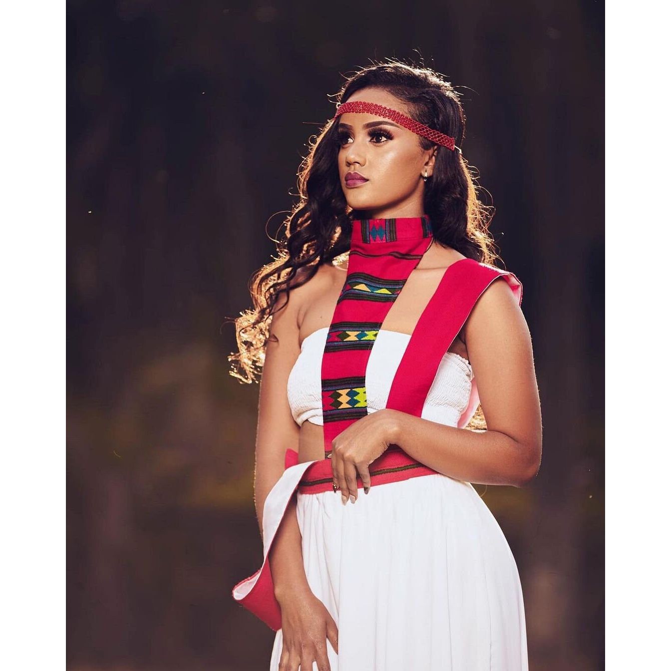 A Modern Kemise Oromo Traditional Dress made from handwoven and readymade fabrics