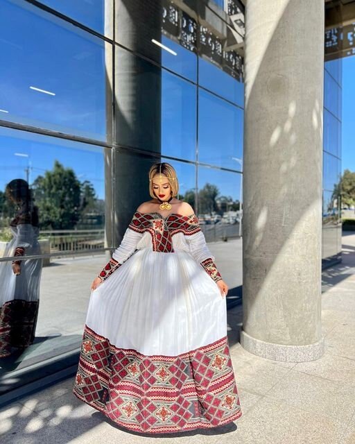 Dark Red Habesha Dress Modern Habesha Kemis For Any Occassion Habesha Libs ሀበሻ