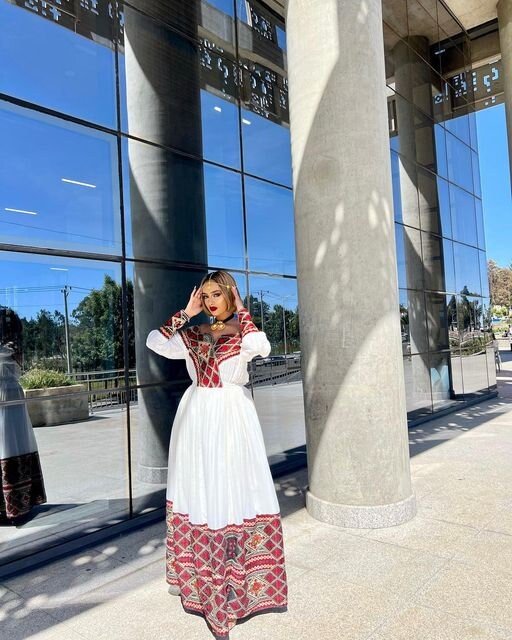 Dark Red Habesha Dress Modern Habesha Kemis For Any Occassion Habesha Libs ሀበሻ