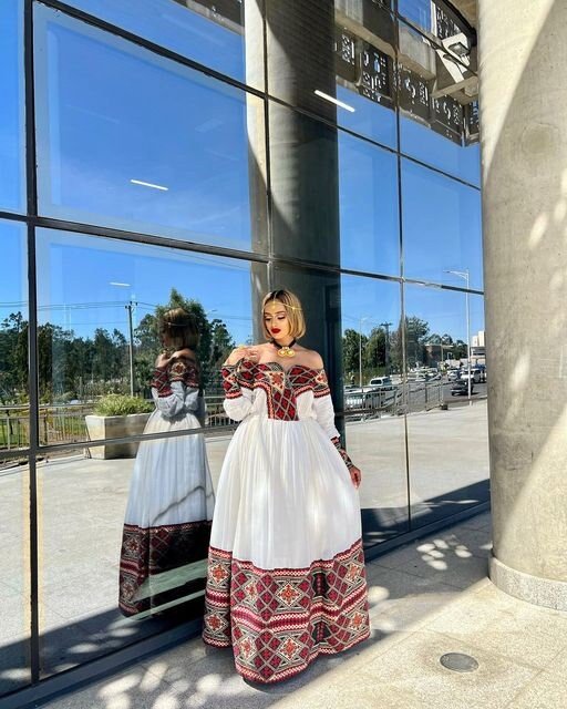 Dark Red Habesha Dress Modern Habesha Kemis For Any Occassion Habesha Libs ሀበሻ