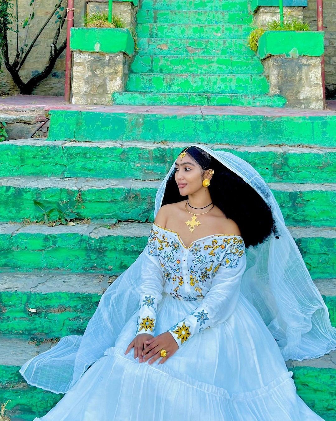 Elegant Habesha Kemis with Menen Fabric and Exquisite Tilf Design, Habesha dress, Eritrean dress, ሀበሻ