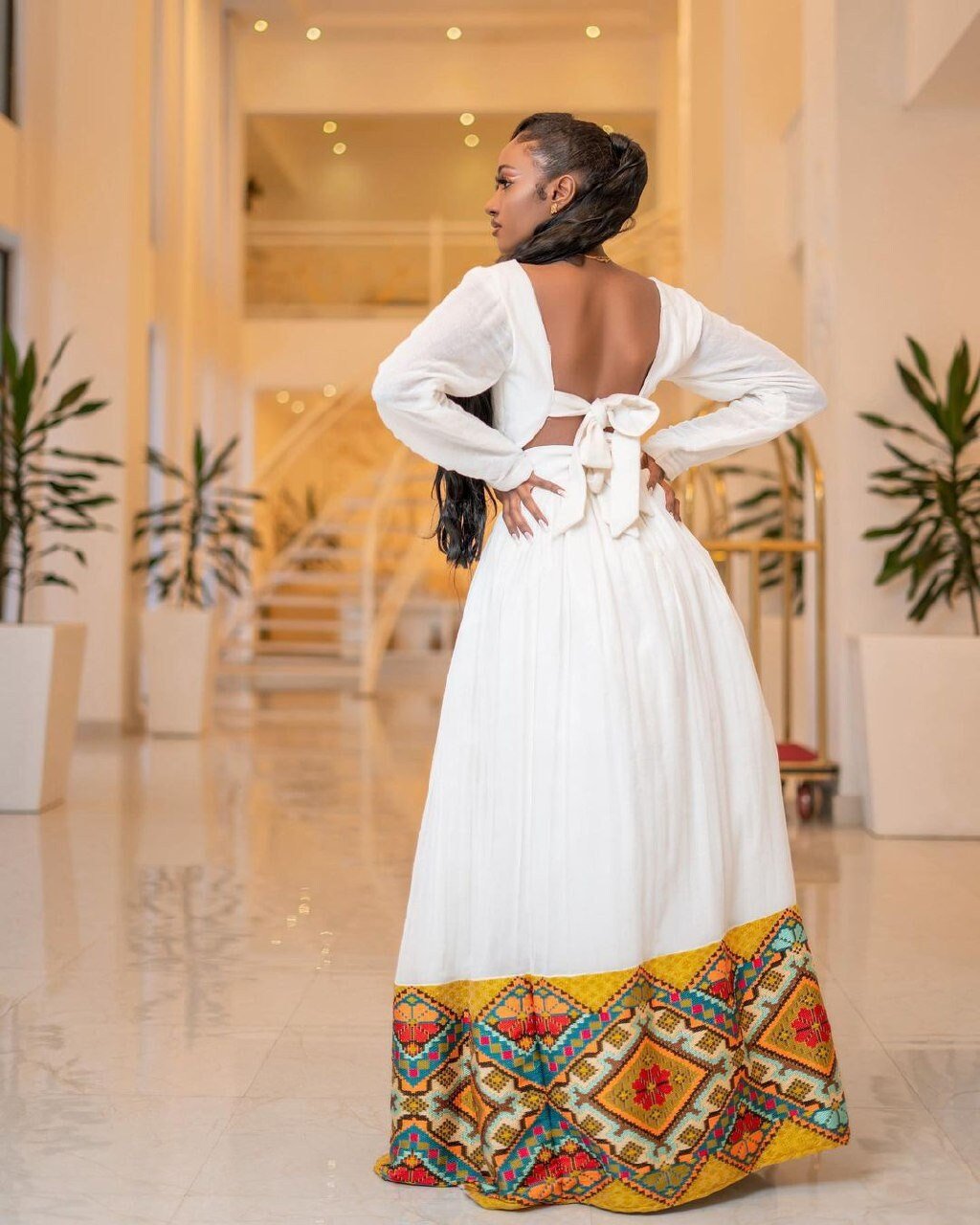 Elegant Habesha Dress with Menen Fabric and Shimena Bottom, Habesha Kemis, Eritrean dress, ሀበሻ