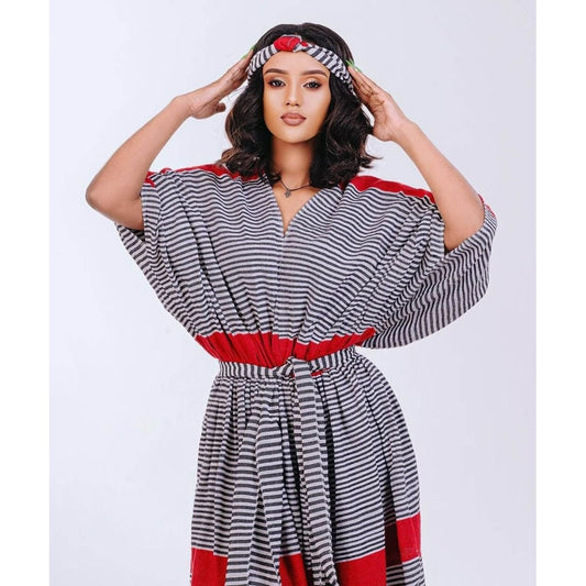 Traditional Wellega Oromo Dress Striped Pattern Ethiopian Clothing Handwoven Oromo Dress