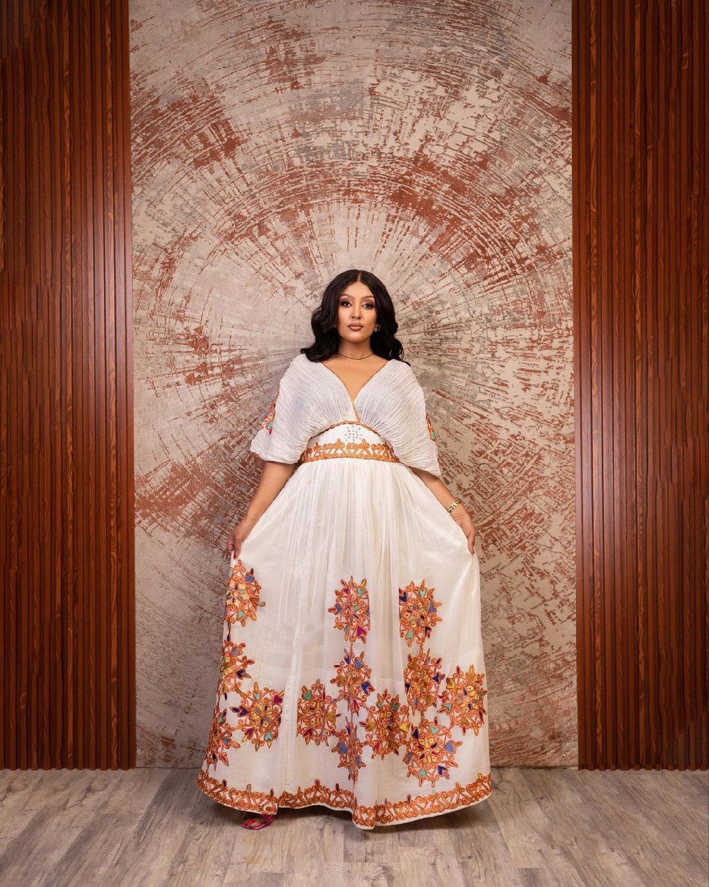 Modern Menen Habesha Kemis with a Gorgeous Tilf Pattern and Shimena Dress, Habesha Kemis, Eritrean dress, ሀበሻ