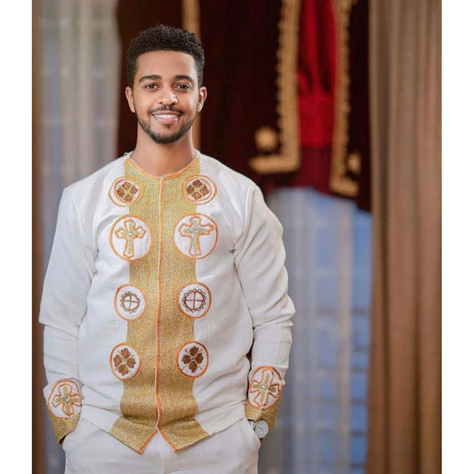 Traditional Shirt Habesha Shirt For Men Ethiopian Cloth Exquisite Habesha shirt ሀበሻ