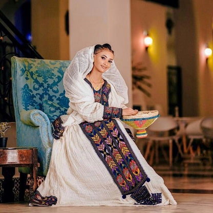 Magnificent Axum Fetil Handwoven Habesha Dress with a Gorgeous Design, Zuria, Habesha libs, Habesha kemis, ሀበሻ