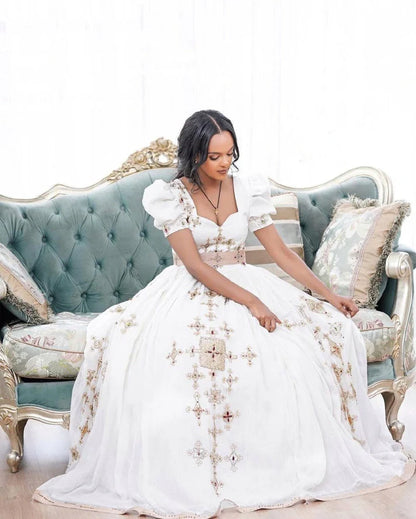 Timeless Silver Habesha Wedding Dress