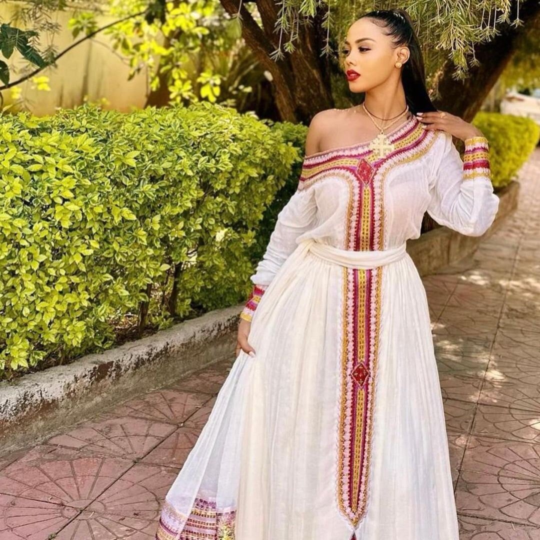 Elegant Habesha Kemis Handwoven Habesha Dress For Ethiopian New Year Eritrean Dress ሀበሻ ቀሚስ ሀበሻ ልብስ