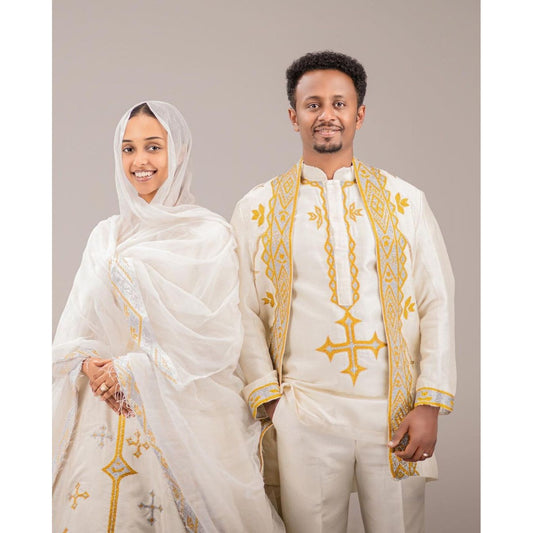 Handwoven Couples Matching Traditional Cloth for Men and Women Wedding Habesha Cloth ሀበሻ