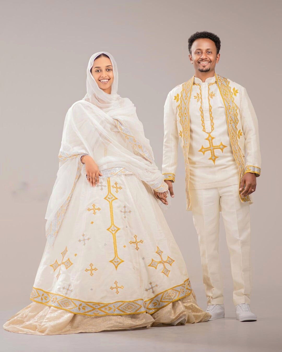 Handwoven Couples Matching Traditional Cloth for Men and Women Wedding Habesha Cloth ሀበሻ