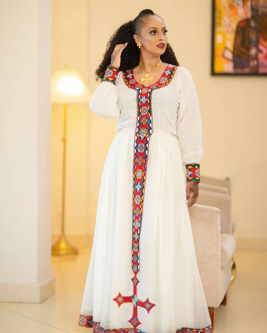 Stunning Ethiopian Habesha Dress Habesha Kemis modern Zuria Handwoven Traditional Ethiopian Dress ሀበሻ ቀሚስ ሀበሻ ልብስ