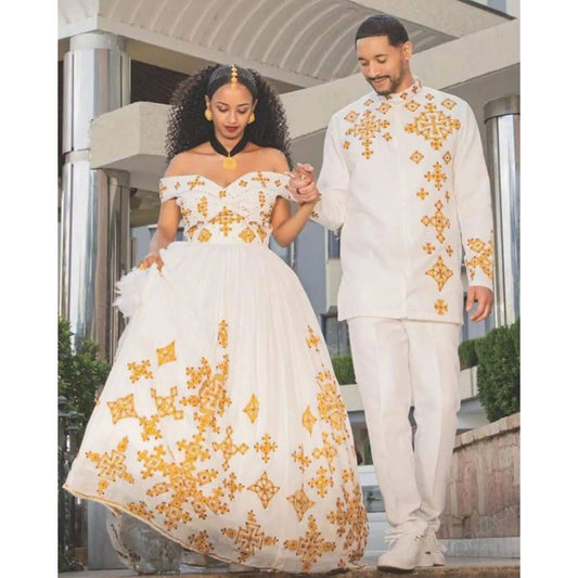 Beautiful couples Ethiopian Habesha cloth Gorgeous Habesha wedding cloth Zuria  ሀበሻ ቀሚስ ሀበሻ ልብስ