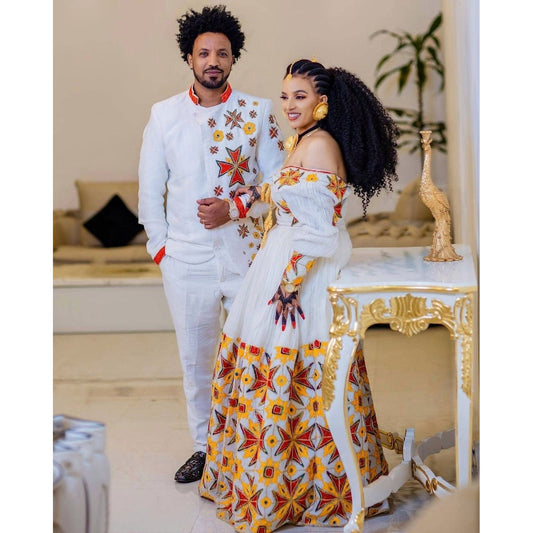 Gorgeous Couples Matching Traditional Cloth for Men and Women Wedding Habesha Cloth ሀበሻ