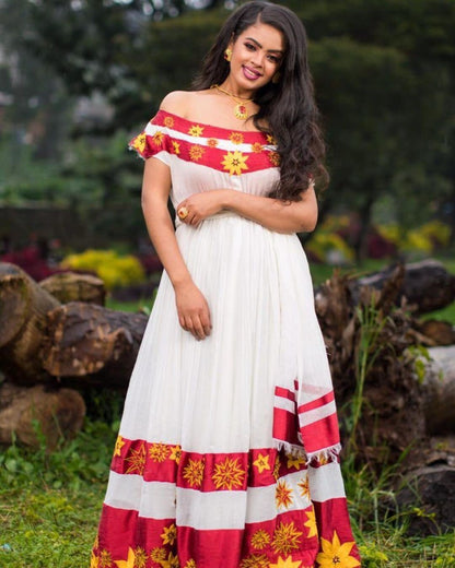 Vibrant Habesha Dress Handwoven Habesha Kemis Simple Habesha Libs Eritrean Dress ሀበሻ ቀሚስ ሀበሻ ልብስ