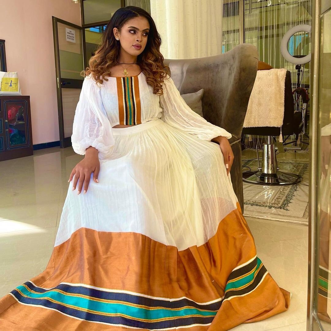 Beautiful Traditional Ethiopian Dress Simple Habesha Dress Handwoven Habesha Kemis Modern Habesha Libs Eritrean Dress ሀበሻ ቀሚስ ሀበሻ ልብስ