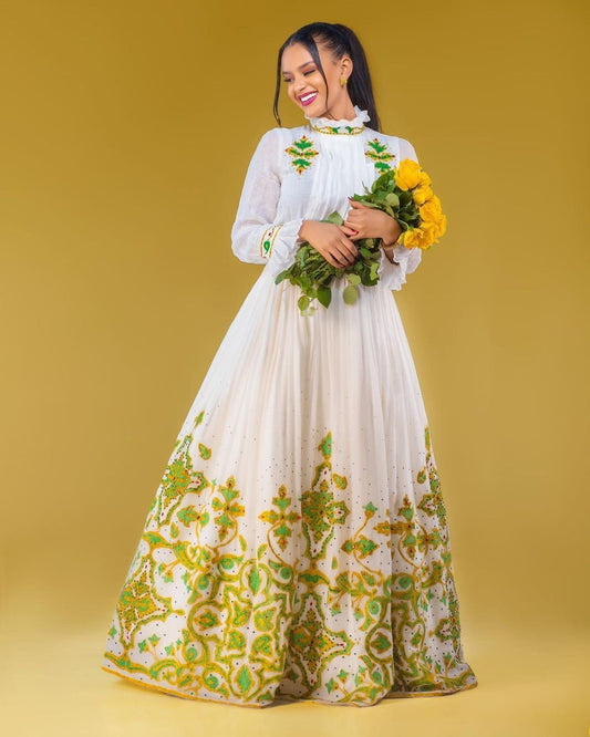 Ethiopian Traditional Wedding Dress Habesha Dress Handwoven Habesha Kemis Modern Habesha Libs Eritrean Dress ሀበሻ ቀሚስ ሀበሻ ልብስ