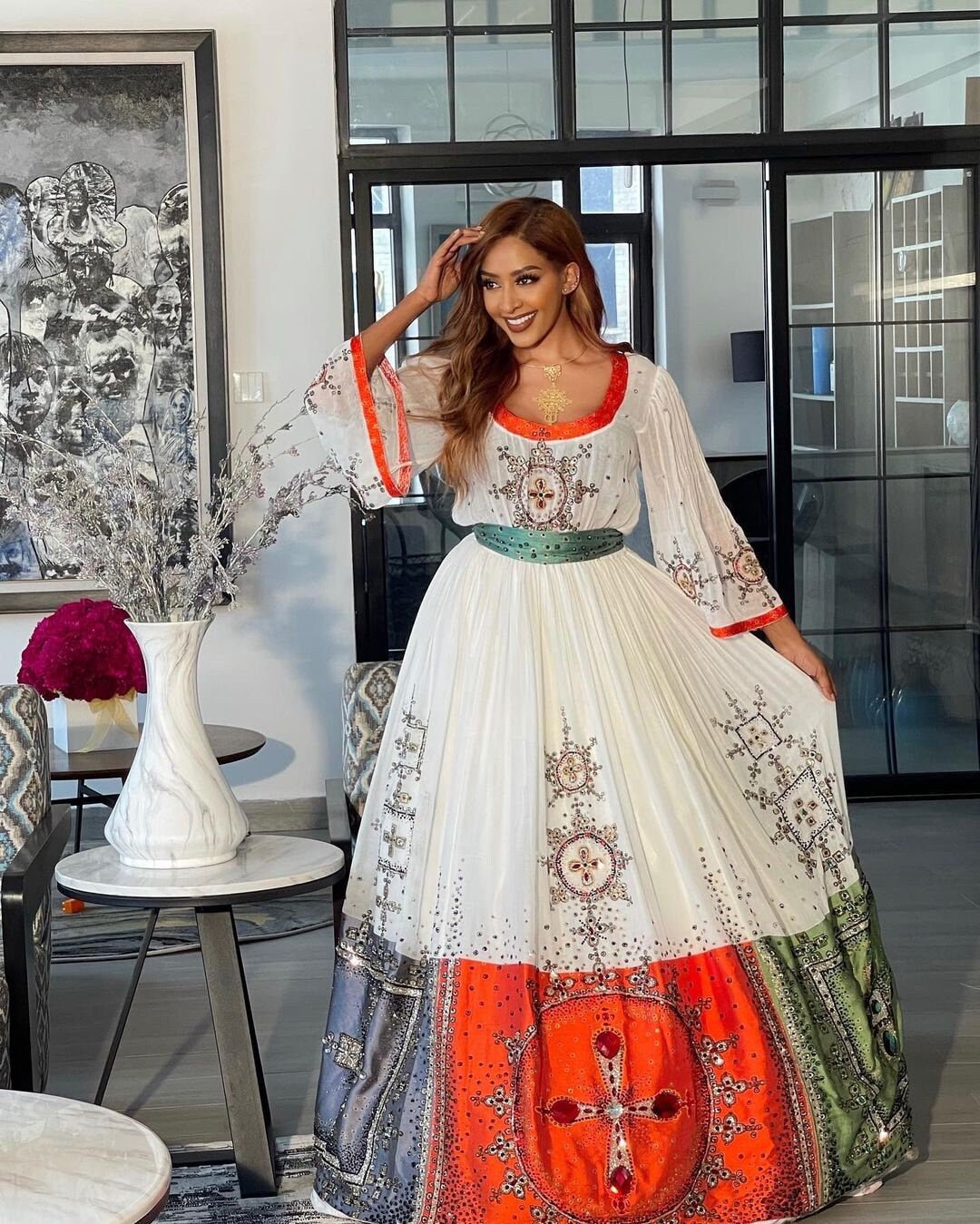 Beautiful Ethiopian Wedding Dress Habesha Dress Handwoven Habesha Kemis Modern Habesha Libs Eritrean Dress ሀበሻ ቀሚስ ሀበሻ ልብስ