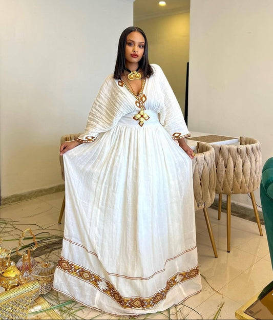 Modern Habesha Dress Handwoven Habesha Kemis Ethiopian Traditional Dress Eritrean Dress ሀበሻ ቀሚስ ሀበሻ ልብስ