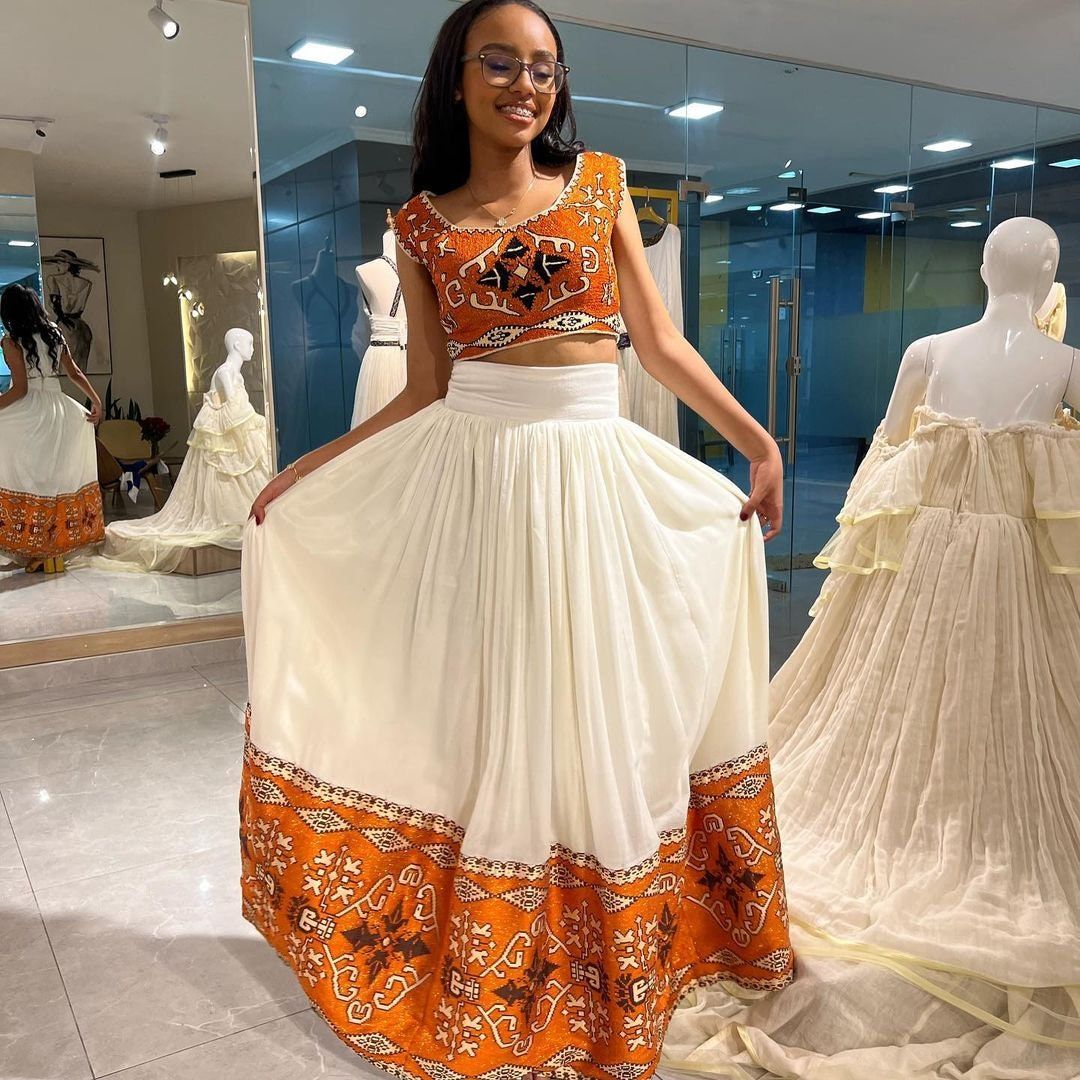 Modern Habesha Kemis Handwoven Habesha Dress For Ethiopian New Year Eritrean Dress ሀበሻ ቀሚስ ሀበሻ ልብስ