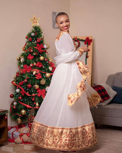 Beautiful Habesha Kemis Handwoven Habesha Dress Ethiopian traditional dress For New Year Eritrean Dress ሀበሻ ቀሚስ ሀበሻ ልብስ